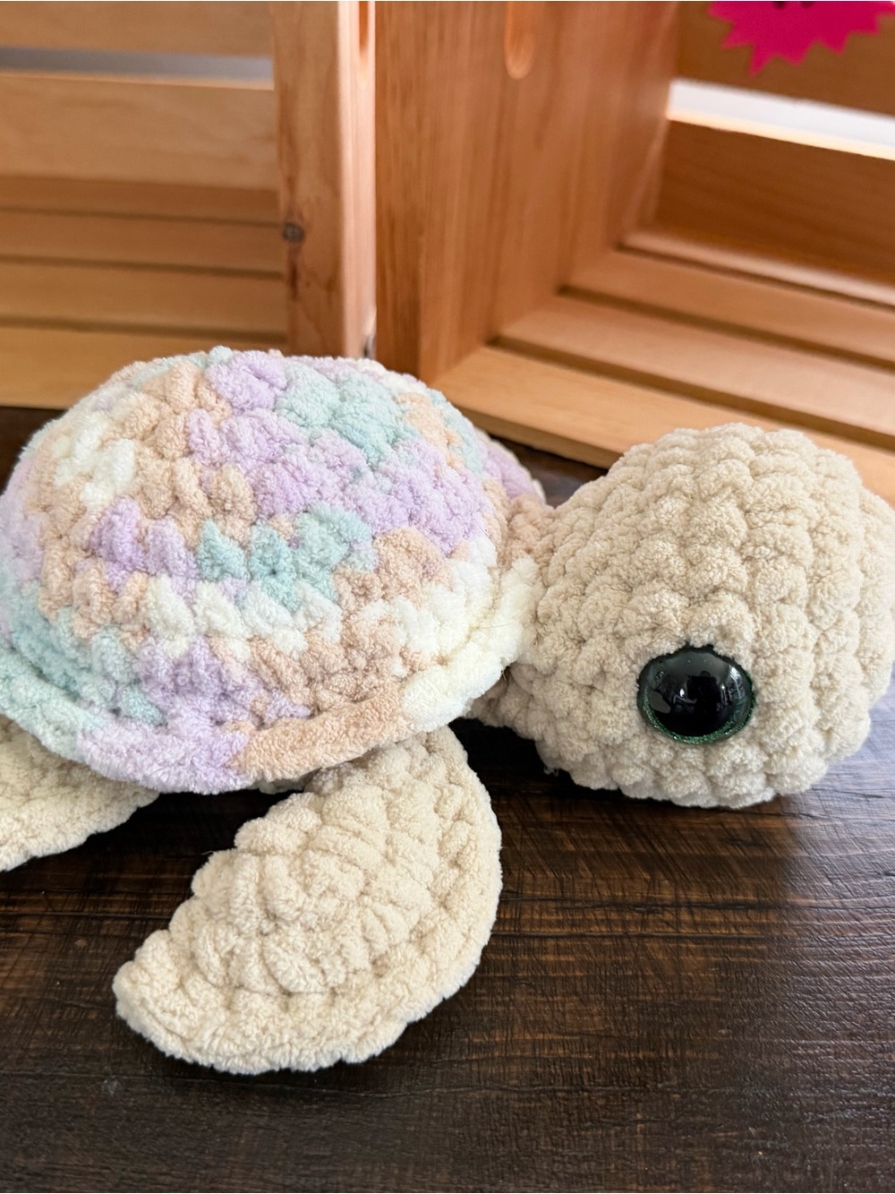 Plush Crochet Sea Turtle: Pastel/Cream Color